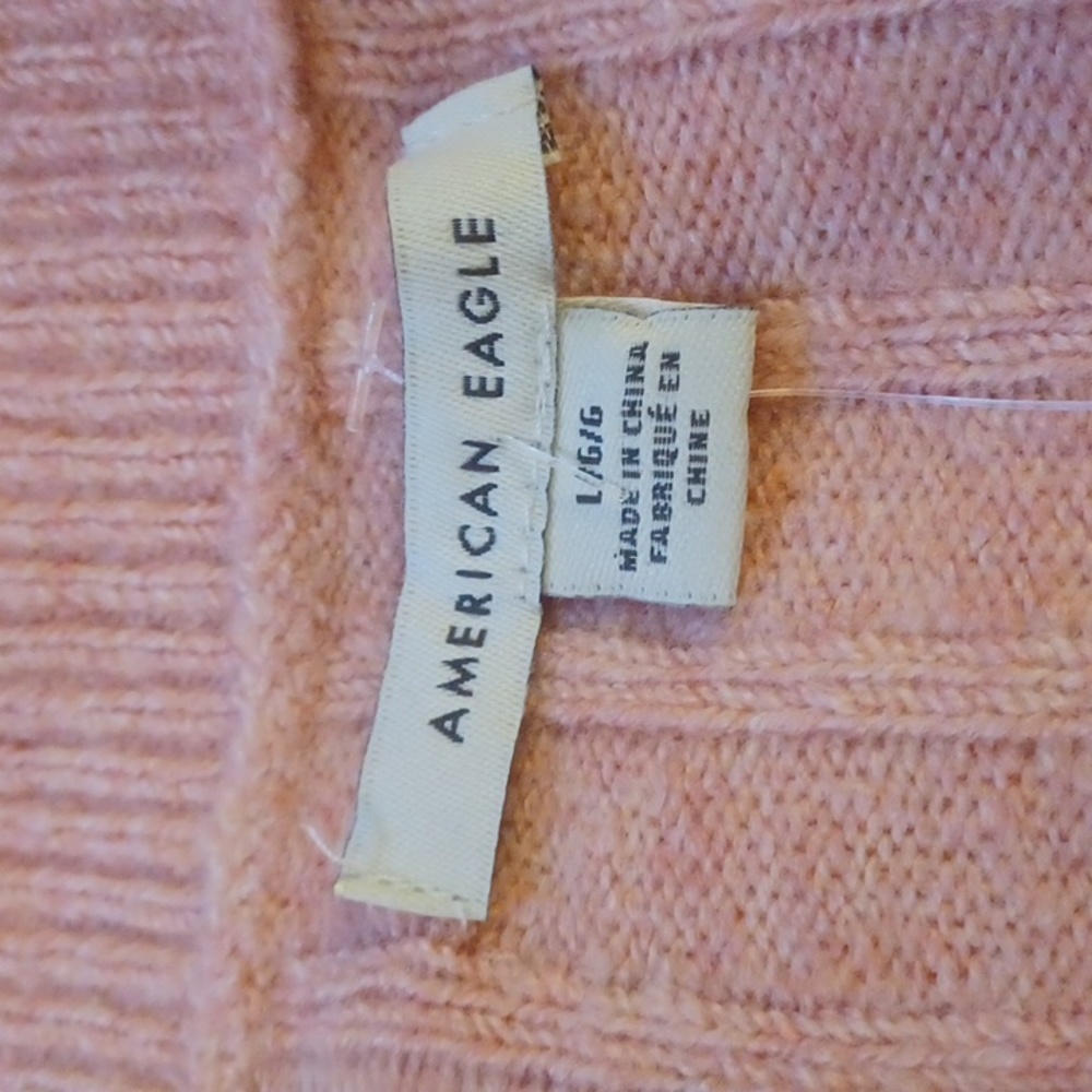 American Eagle Outfitters Pink Ribbed  Button Front Crop Sweater. Size L - Picture 10 of 15